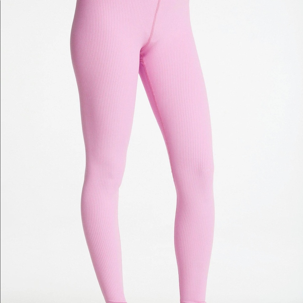 Carbon 38 ribbed regular rise 7/8 legging light pink